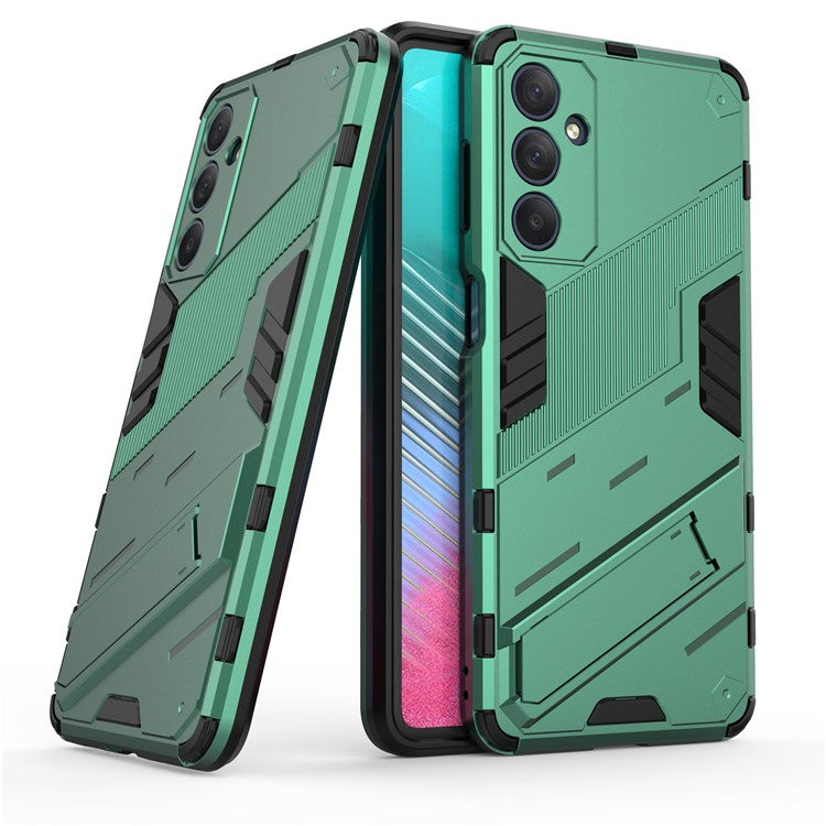 For Samsung Galaxy M54 5G / F54 5G Shockproof Back Cover Hard PC + Flexible TPU Phone Case with Kickstand - Green