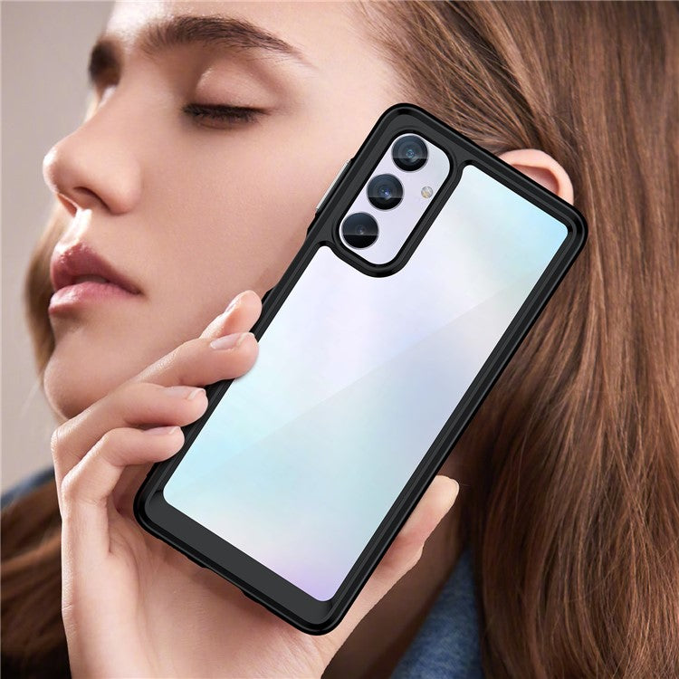 For Samsung Galaxy M54 5G / F54 5G TPU+Acrylic Back Phone Cover Clear Protective Case - Black