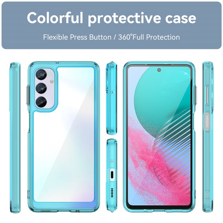 For Samsung Galaxy M54 5G / F54 5G TPU+Acrylic Back Phone Cover Clear Protective Case - Transparent Blue