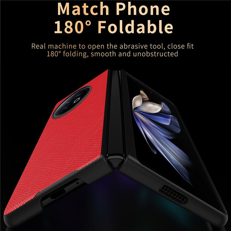 For vivo X Fold2 Anti-scratch Cross Texture Phone Case Rubberized PU Leather Coated PC Back Cover - Sapphire