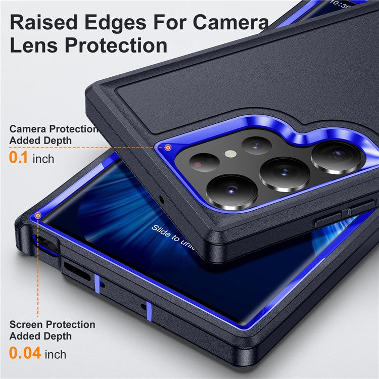 For Samsung Galaxy S23 Ultra PC+TPU Hybrid Phone Case Shockproof Back Cover - Dark Blue  /  Sapphire