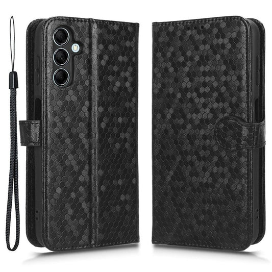 For Samsung Galaxy M54 5G / F54 5G Leather Phone Case Imprinted Dot Pattern Smartphone Cover with Stand Wallet - Black