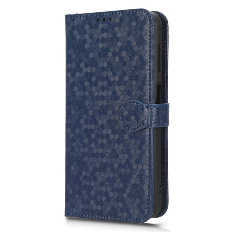 For Samsung Galaxy M54 5G / F54 5G Leather Phone Case Imprinted Dot Pattern Smartphone Cover with Stand Wallet - Dark Blue