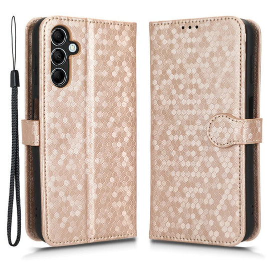 For Samsung Galaxy M54 5G / F54 5G Leather Phone Case Imprinted Dot Pattern Smartphone Cover with Stand Wallet - Rose Gold