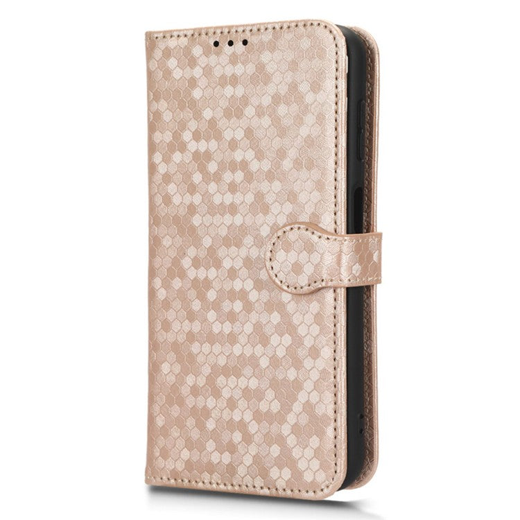 For Samsung Galaxy M54 5G / F54 5G Leather Phone Case Imprinted Dot Pattern Smartphone Cover with Stand Wallet - Rose Gold