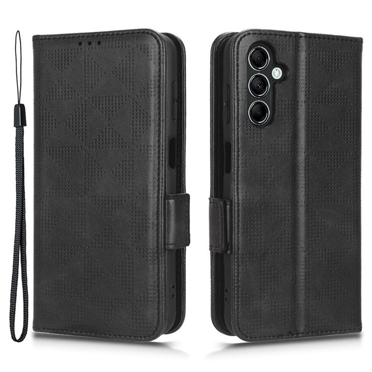 For Samsung Galaxy M54 5G / F54 5G PU Leather Wallet Phone Case Imprinted Triangle Phone Cover with Stand - Black
