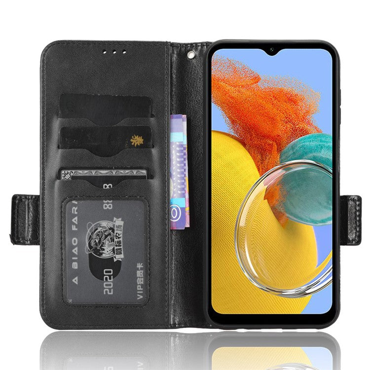For Samsung Galaxy M54 5G / F54 5G PU Leather Wallet Phone Case Imprinted Triangle Phone Cover with Stand - Black