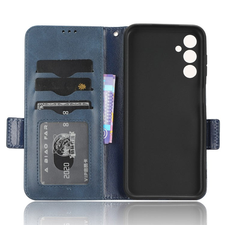 For Samsung Galaxy M54 5G / F54 5G PU Leather Wallet Phone Case Imprinted Triangle Phone Cover with Stand - Blue
