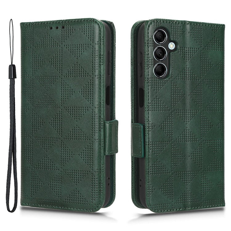 For Samsung Galaxy M54 5G / F54 5G PU Leather Wallet Phone Case Imprinted Triangle Phone Cover with Stand - Green
