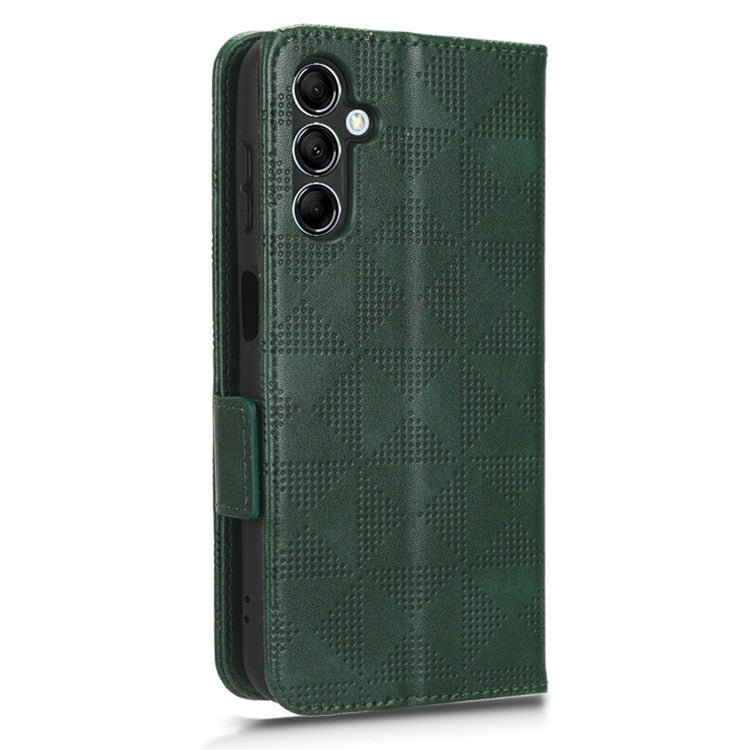 For Samsung Galaxy M54 5G / F54 5G PU Leather Wallet Phone Case Imprinted Triangle Phone Cover with Stand - Green