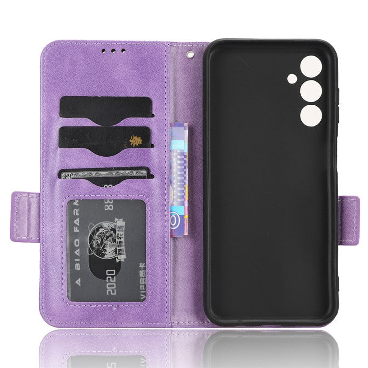 For Samsung Galaxy M54 5G / F54 5G PU Leather Wallet Phone Case Imprinted Triangle Phone Cover with Stand - Purple
