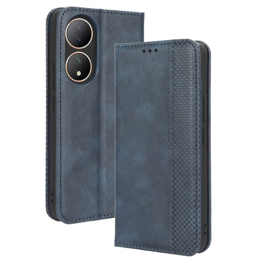 For vivo Y100 5G / T2 5G Magnetic Closing PU Leather Anti-drop Case Stand Wallet Phone Cover - Blue