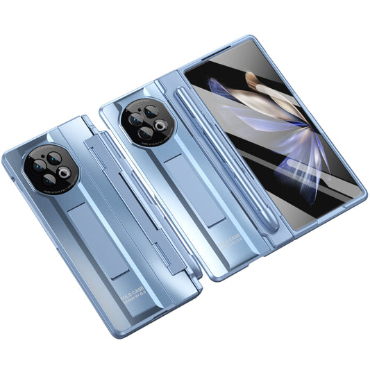 For vivo X Fold2 Hidden Kickstand PC Cover Anti-drop Folding Phone Case with Stylus Pen and Pen Slot - Blue