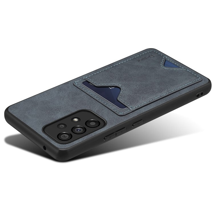 DENIOR For Samsung Galaxy A53 5G Leather Coated TPU Cover Kickstand Card Slot Phone Case - Grey