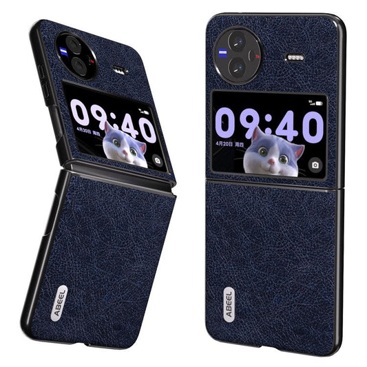 ABEEL For vivo X Flip Vintage PU Leather Coated PC Phone Case Litchi Texture Anti-Scratch Folding Cover - Blue