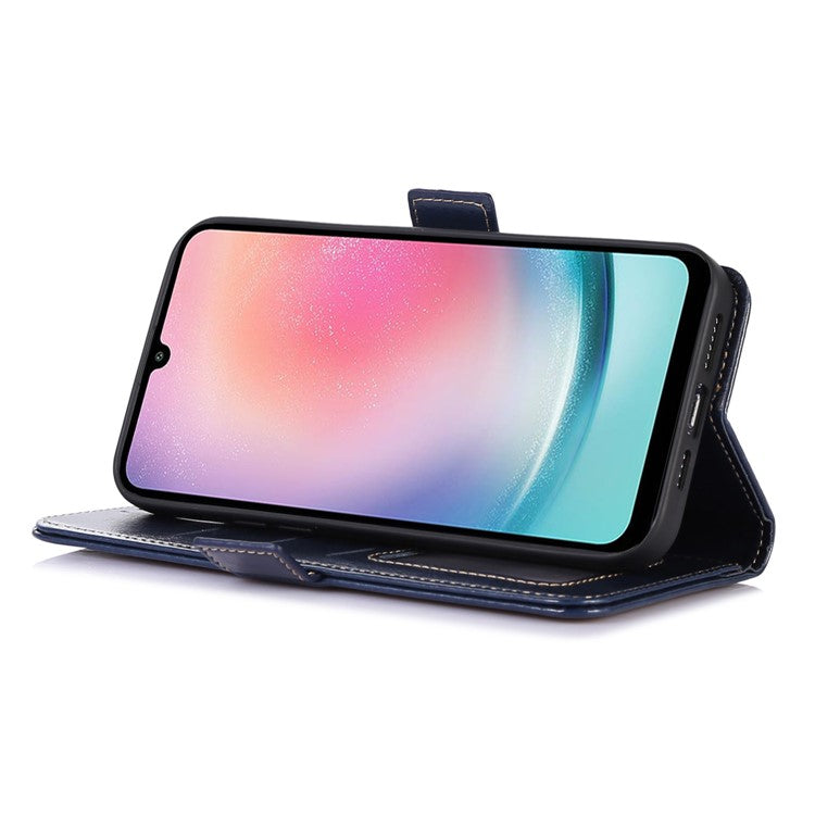 ABEEL For Samsung Galaxy A34 5G Wallet Leather Case Crazy Horse Texture Phone Stand Cover - Blue