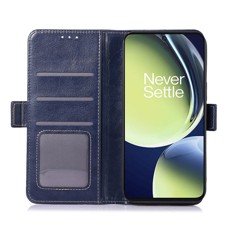 ABEEL For OnePlus Nord CE 3 Lite 5G / Nord N30 5G PU Leather Case Crazy Horse Texture Wallet Stand Phone Cover - Blue