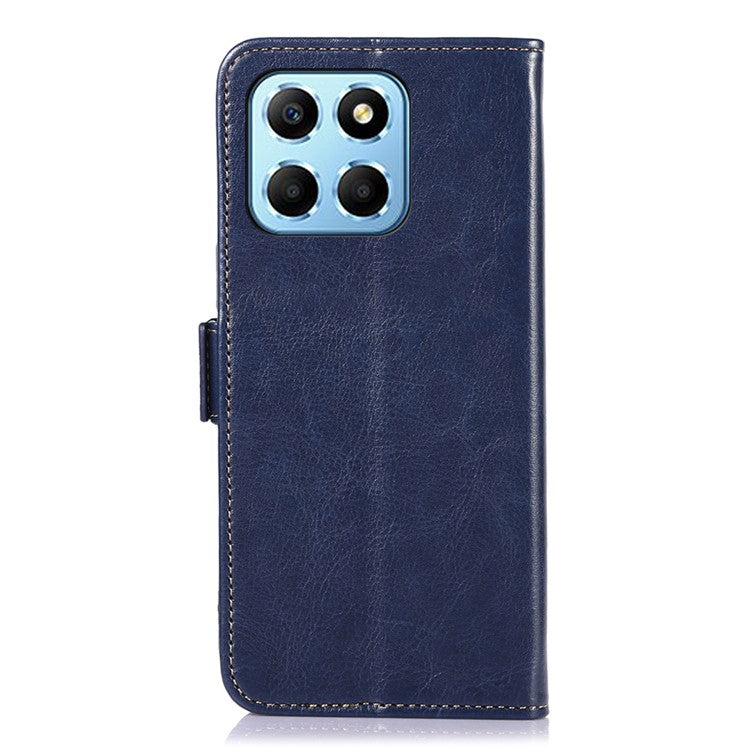 ABEEL PU Leather Phone Case for Honor X8 5G , Anti-Scratch Crazy Horse Texture Wallet Phone Cover - Blue