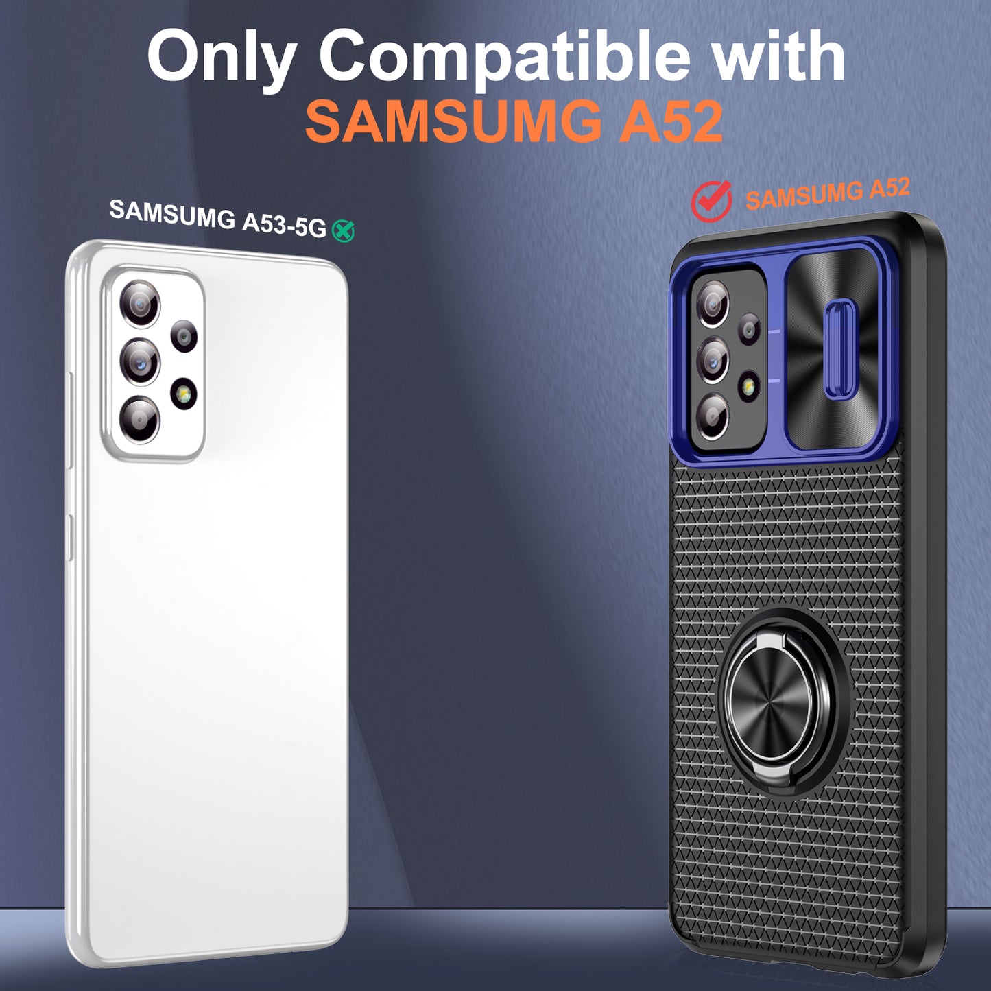 Phone Case for Samsung Galaxy S20 FE 4G / FE 5G / S20 Lite / S20 FE 2022 , Slide Lens Protection PC+TPU Kickstand Cover - Sapphire+Black