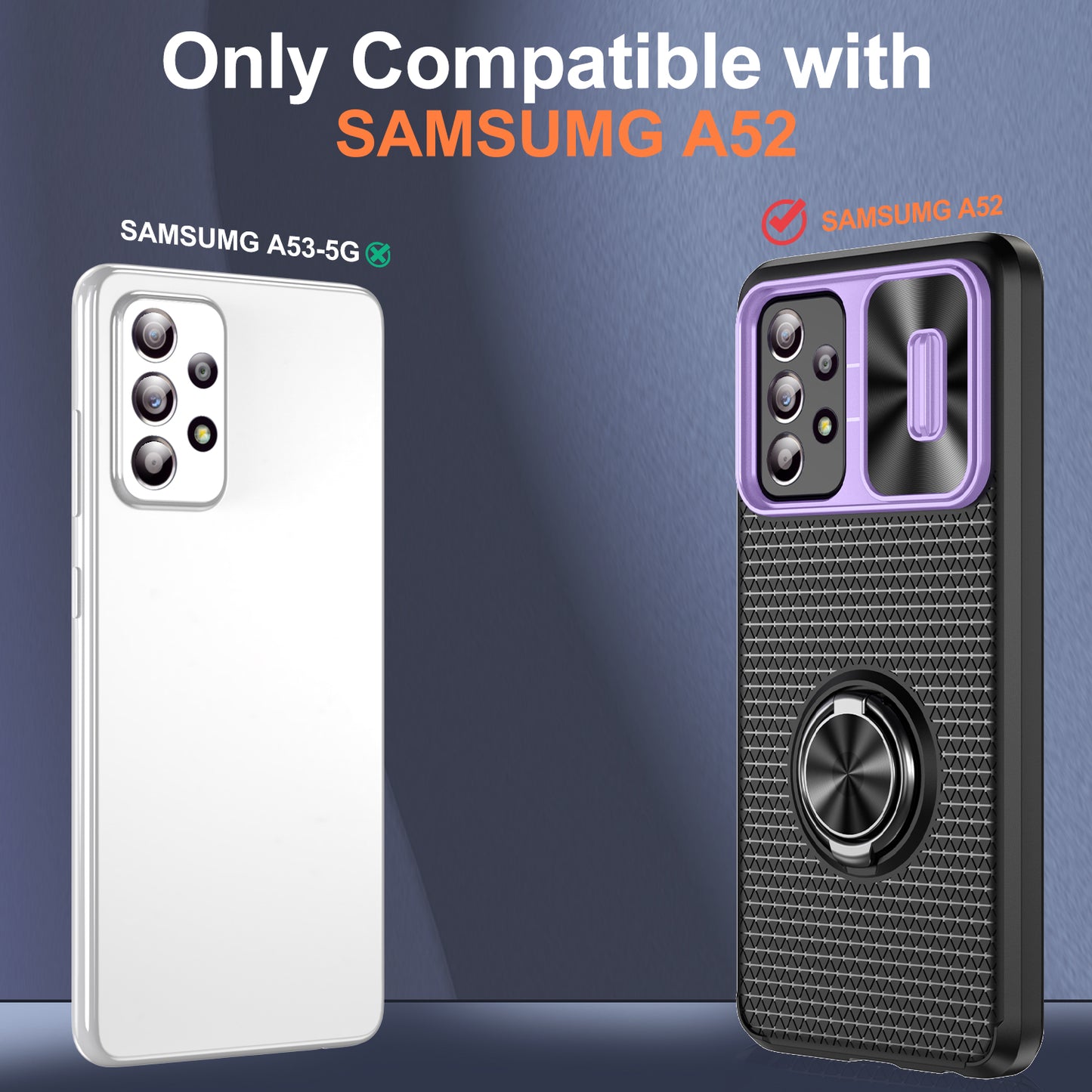 Phone Case for Samsung Galaxy S20 FE 4G / FE 5G / S20 Lite / S20 FE 2022 , Slide Lens Protection PC+TPU Kickstand Cover - Purple+Black