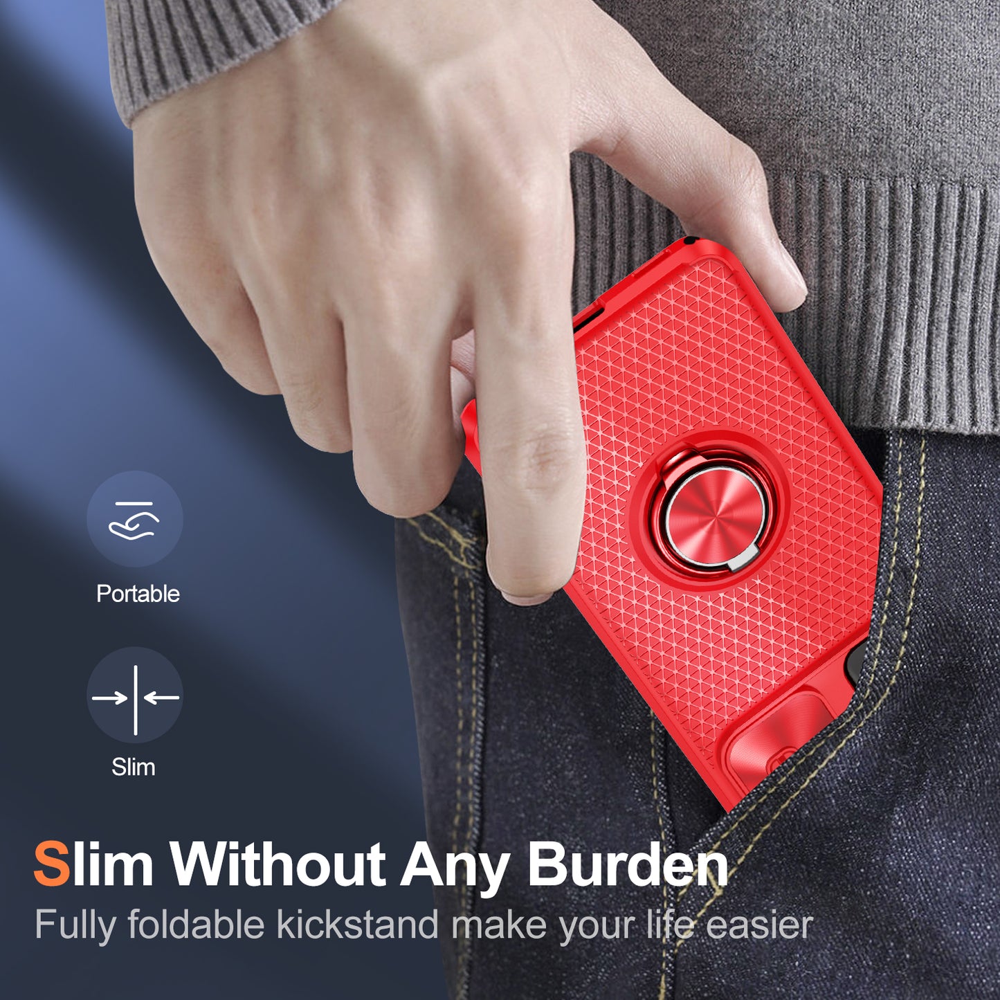 Phone Case for Samsung Galaxy S20 FE 4G / FE 5G / S20 Lite / S20 FE 2022 , Slide Lens Protection PC+TPU Kickstand Cover - Red+Red