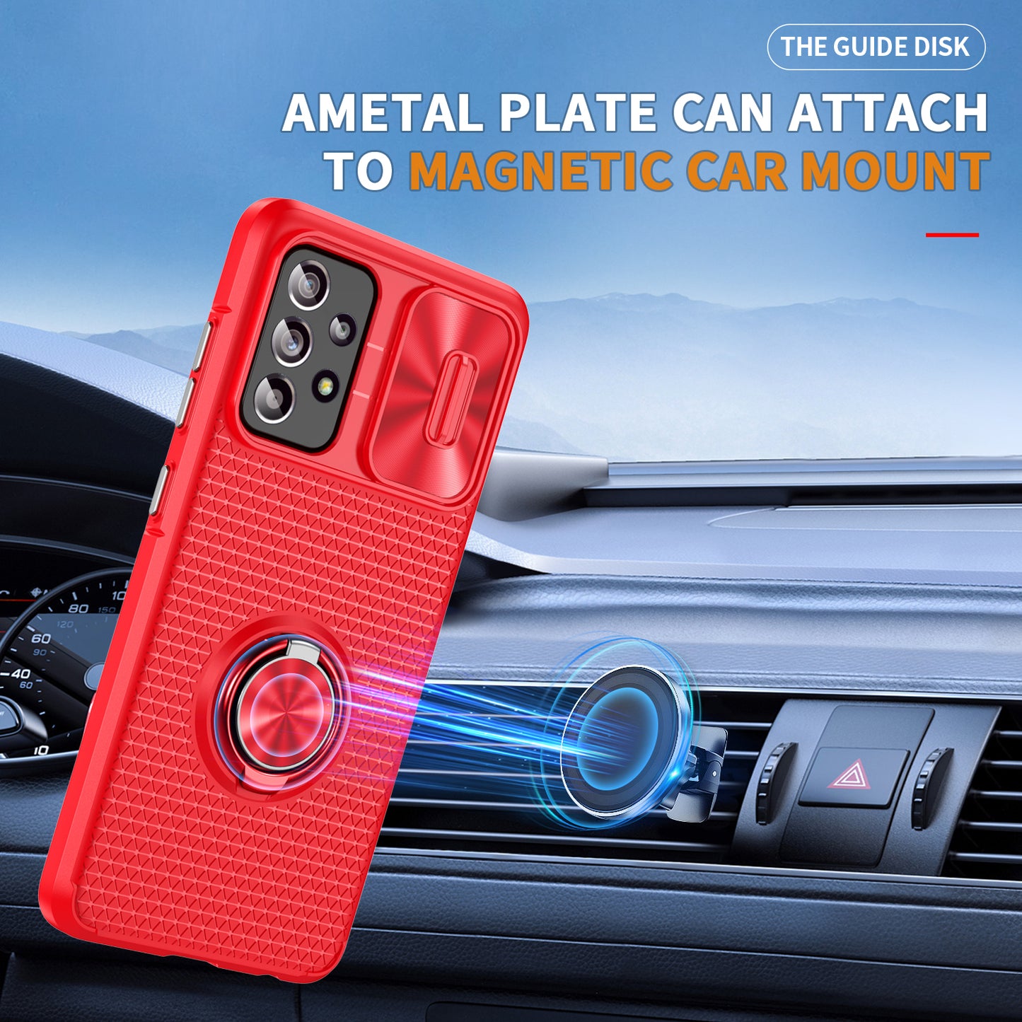 Phone Case for Samsung Galaxy S20 FE 4G / FE 5G / S20 Lite / S20 FE 2022 , Slide Lens Protection PC+TPU Kickstand Cover - Red+Red