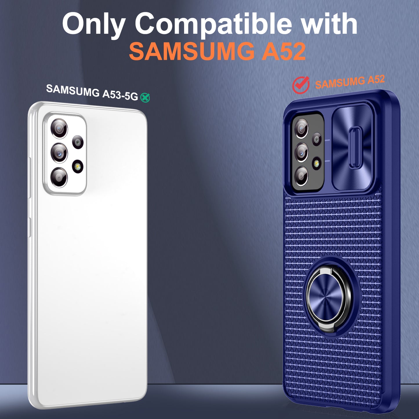 Phone Case for Samsung Galaxy S20 FE 4G / FE 5G / S20 Lite / S20 FE 2022 , Slide Lens Protection PC+TPU Kickstand Cover - Sapphire+Blue