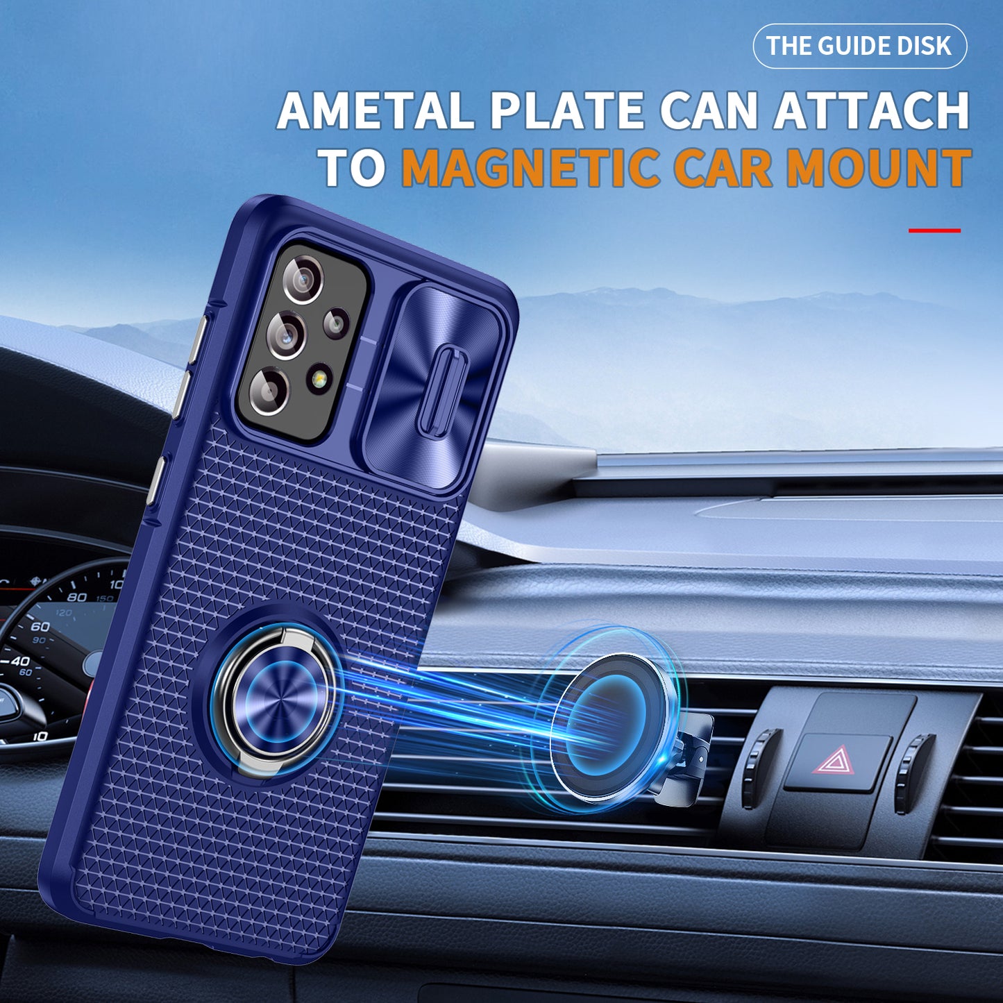 Phone Case for Samsung Galaxy S20 FE 4G / FE 5G / S20 Lite / S20 FE 2022 , Slide Lens Protection PC+TPU Kickstand Cover - Sapphire+Blue