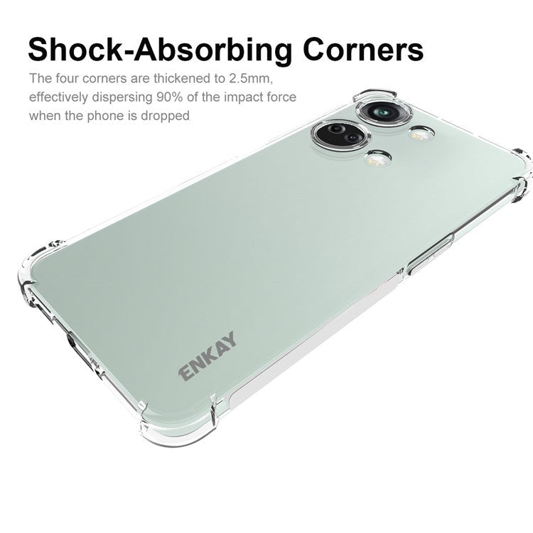 ENKAY HAT PRINCE TPU Case for OnePlus Nord 3 5G / Ace 2V Shockproof Clear Phone Cover with High Aluminium-silicon Glass Film
