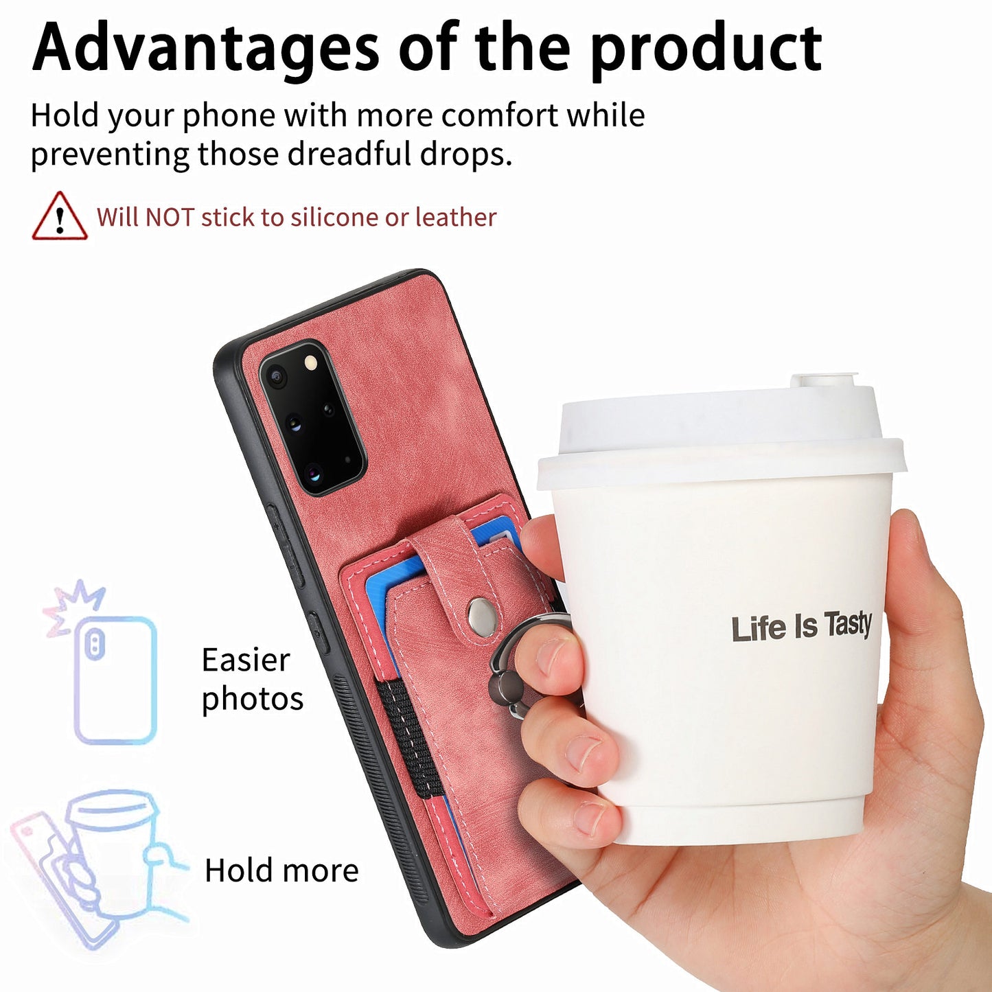 Phone Case for Samsung Galaxy S20 Plus 4G / 5G , Kickstand Ring Holder PU Leather+PC+TPU Cover with Card Slot - Light Purple