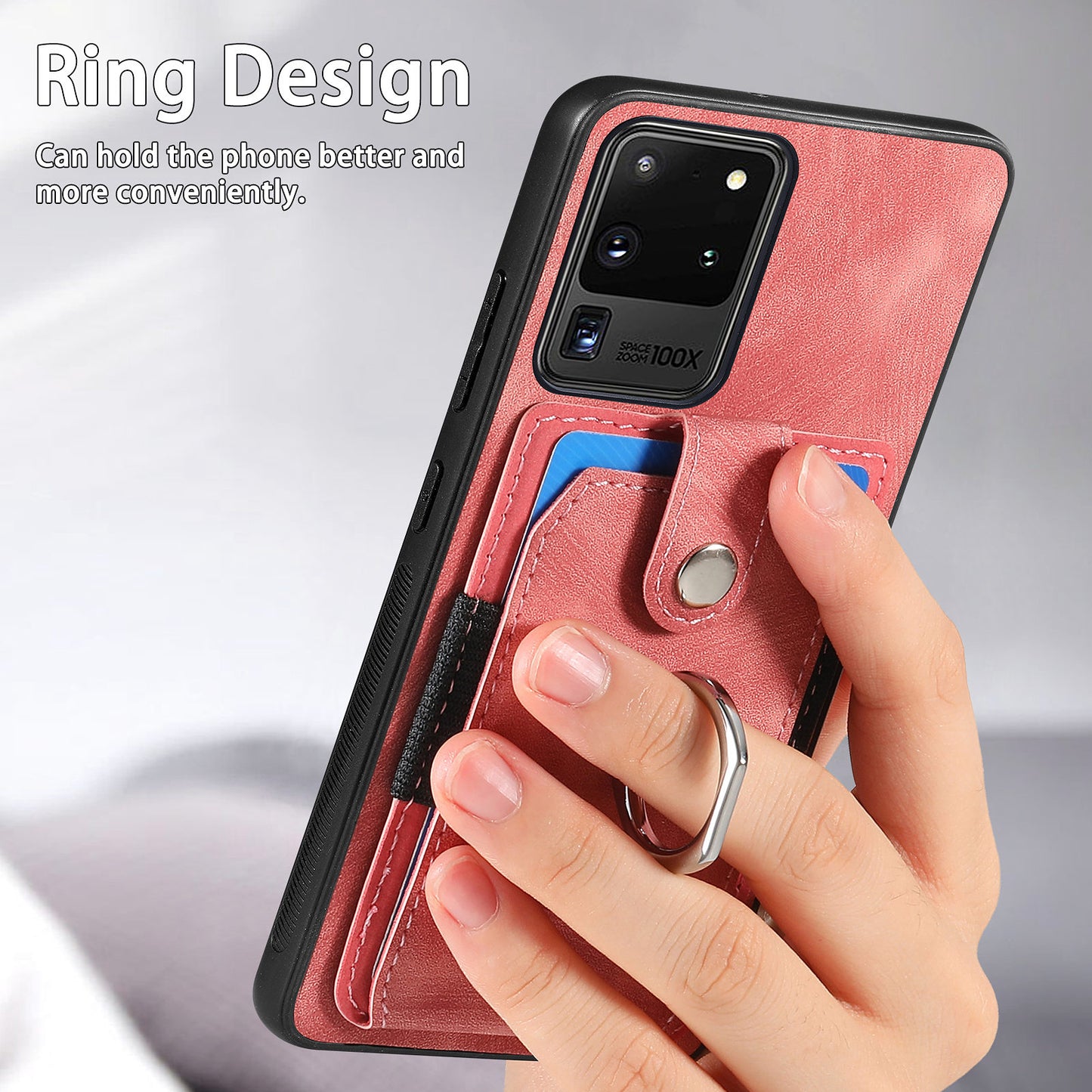 Phone Case for Samsung Galaxy S20 Ultra Card Holder Kickstand Slim Case PU Leather TPU PC Cover - Black