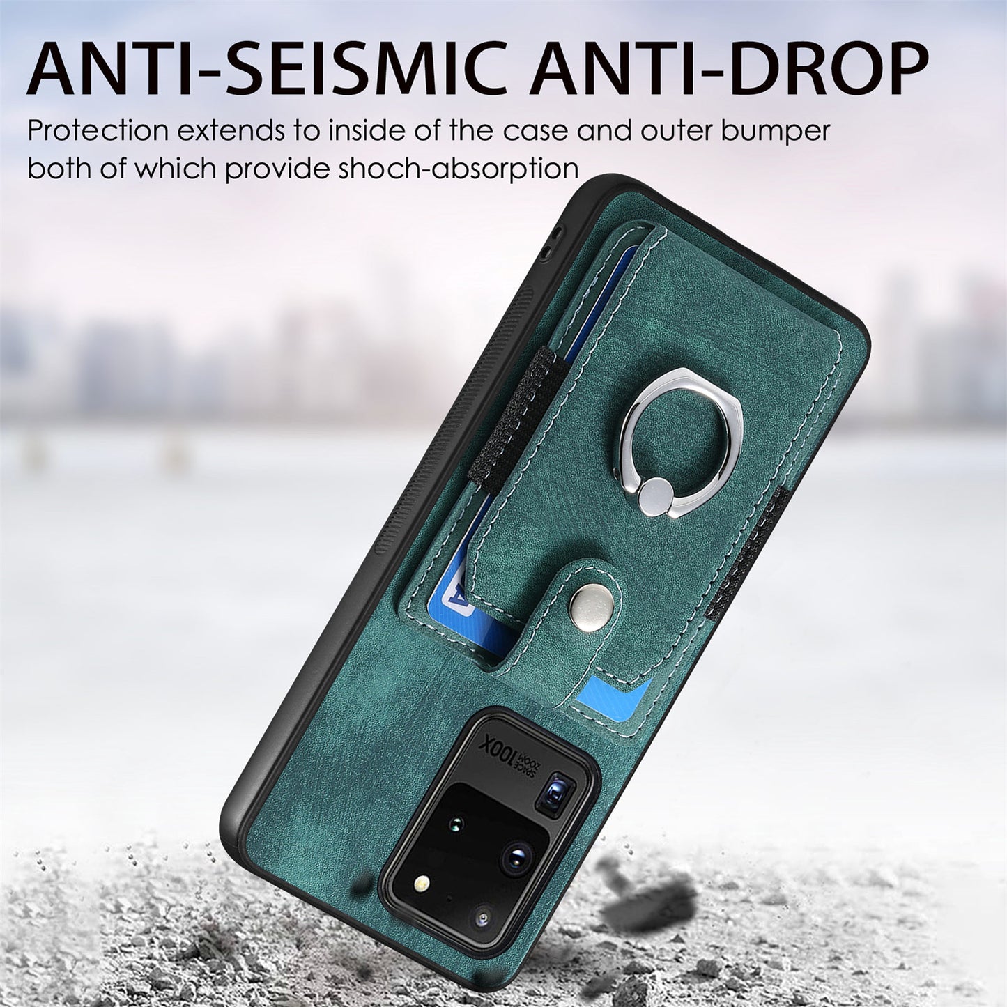 Phone Case for Samsung Galaxy S20 Ultra Card Holder Kickstand Slim Case PU Leather TPU PC Cover - Green