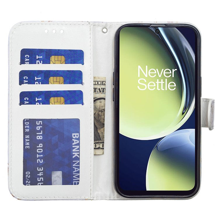 For OnePlus Nord CE 3 Lite 5G / Nord N30 5G Pattern Printing PU Leather Phone Case Stand Wallet Flip Protective Cover - Green Marble