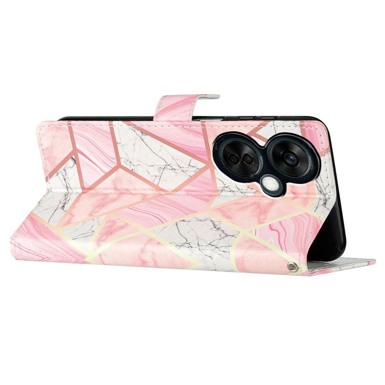 For OnePlus Nord CE 3 Lite 5G / Nord N30 5G Pattern Printing PU Leather Phone Case Stand Wallet Flip Protective Cover - Pink Marble