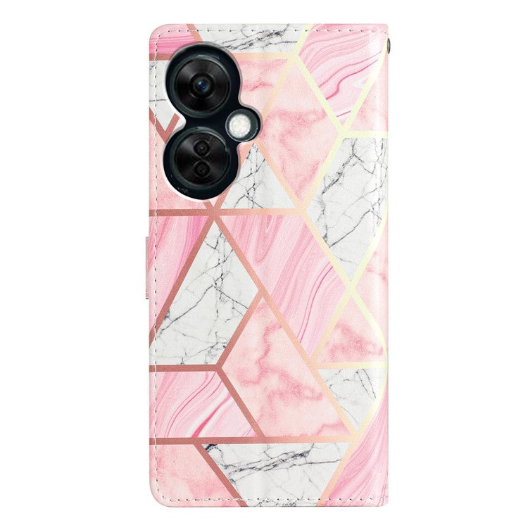 For OnePlus Nord CE 3 Lite 5G / Nord N30 5G Pattern Printing PU Leather Phone Case Stand Wallet Flip Protective Cover - Pink Marble