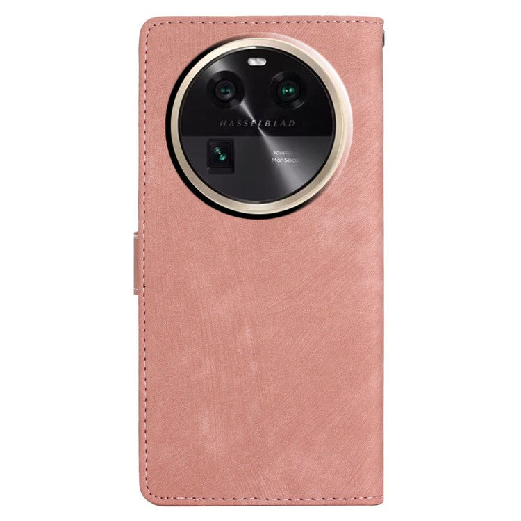 PU Leather Phone Case for Oppo Find X6 , Shockproof Skin-touch Wallet Stand Cover - Rose Gold