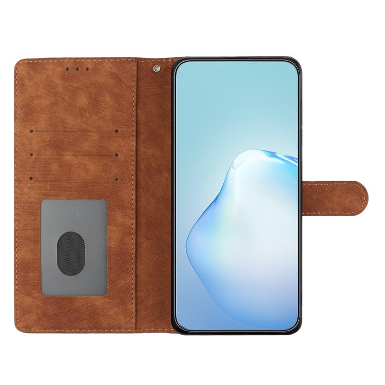 PU Leather Phone Case for Oppo Find X6 , Shockproof Skin-touch Wallet Stand Cover - Brown