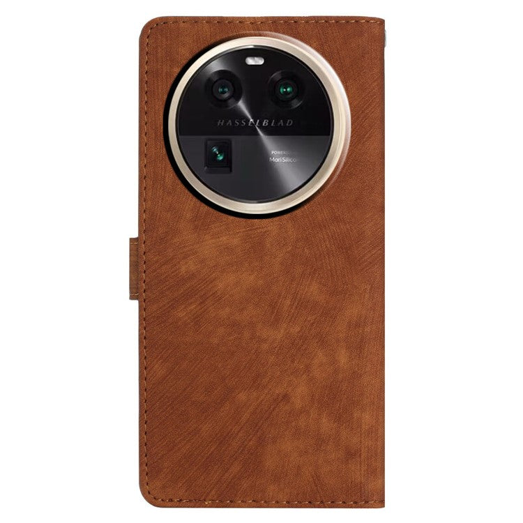 PU Leather Phone Case for Oppo Find X6 , Shockproof Skin-touch Wallet Stand Cover - Brown