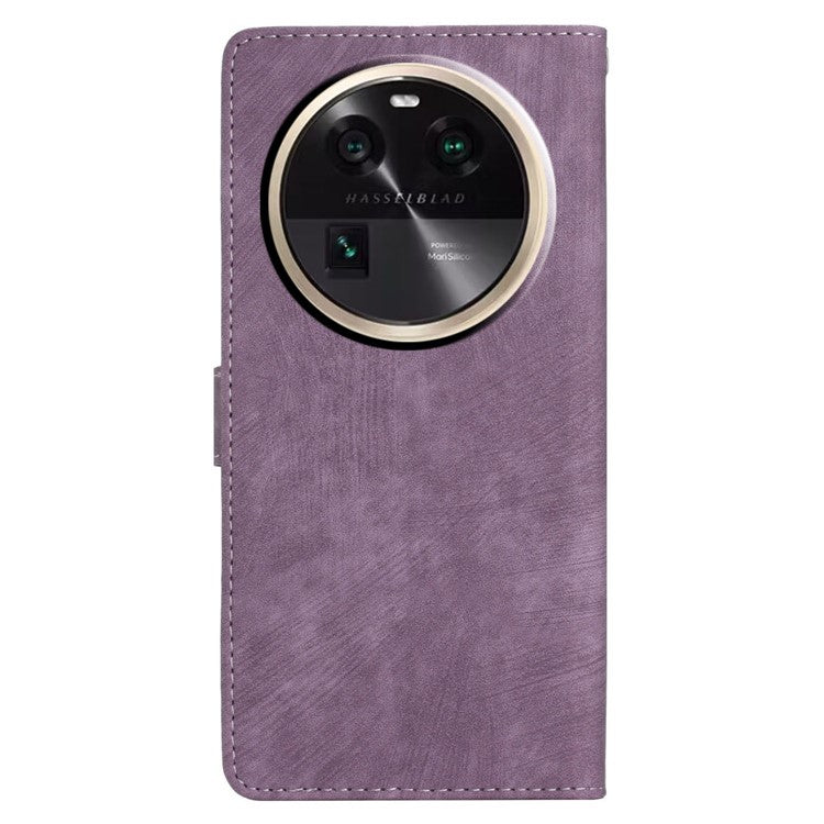 PU Leather Phone Case for Oppo Find X6 , Shockproof Skin-touch Wallet Stand Cover - Purple
