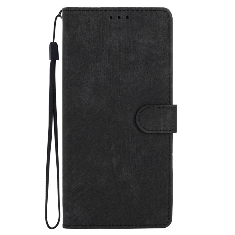PU Leather Phone Case for Oppo Find X6 , Shockproof Skin-touch Wallet Stand Cover - Black