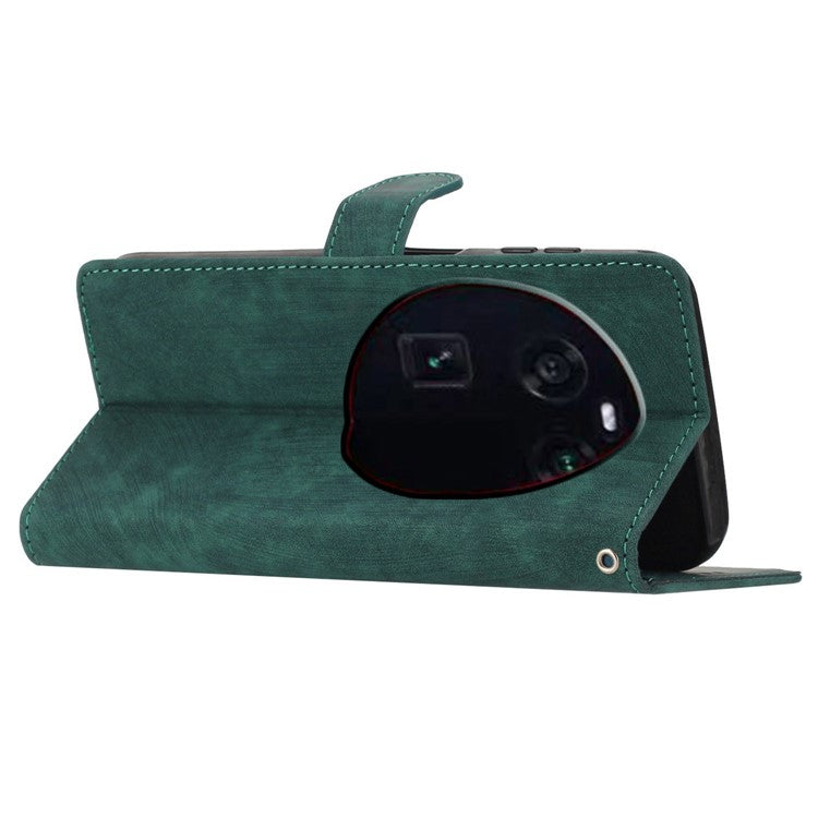 PU Leather Phone Case for Oppo Find X6 , Shockproof Skin-touch Wallet Stand Cover - Green