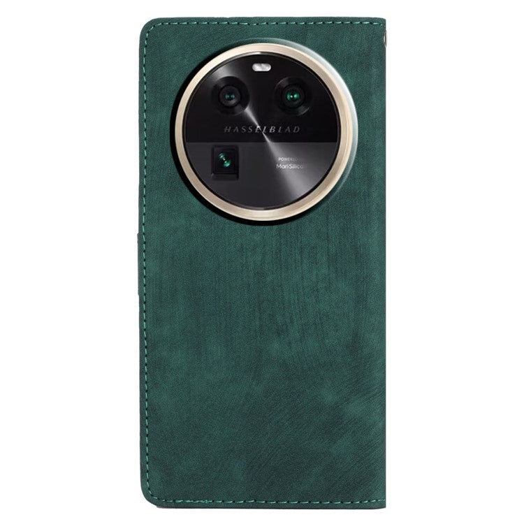PU Leather Phone Case for Oppo Find X6 , Shockproof Skin-touch Wallet Stand Cover - Green