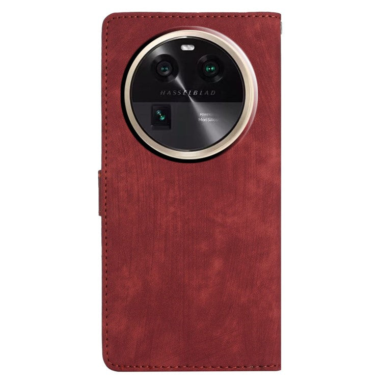 PU Leather Phone Case for Oppo Find X6 , Shockproof Skin-touch Wallet Stand Cover - Red