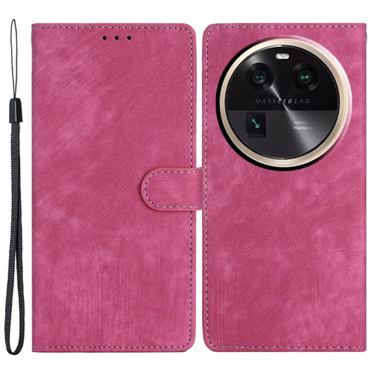 PU Leather Phone Case for Oppo Find X6 , Shockproof Skin-touch Wallet Stand Cover - Rose