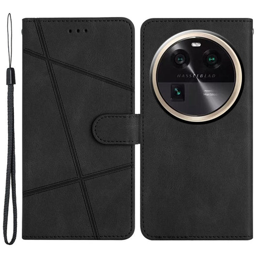Stand Cover for Oppo Find X6 Pro Anti-drop Wallet Leather Phone Case Crazy Horse Texture Imprinted Lines Shell - Black