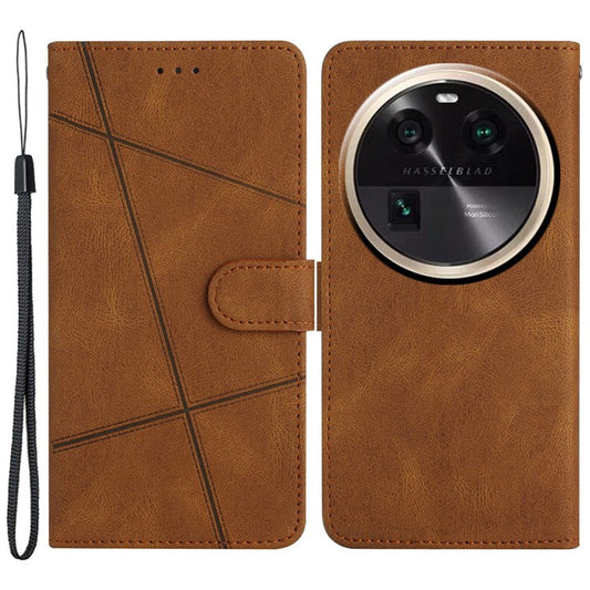 Stand Cover for Oppo Find X6 Pro Anti-drop Wallet Leather Phone Case Crazy Horse Texture Imprinted Lines Shell - Brown