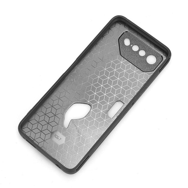 For Asus ROG Phone 7 5G Leather Coated TPU+PC Phone Case Cowhide Texture Anti-Scratch Cover - Red