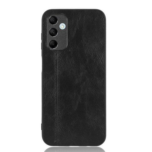 For Samsung Galaxy M14 5G Leather Coated TPU+PC Phone Case Cowhide Texture Anti-scratch Cover - Black
