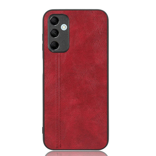 For Samsung Galaxy M14 5G Leather Coated TPU+PC Phone Case Cowhide Texture Anti-scratch Cover - Red