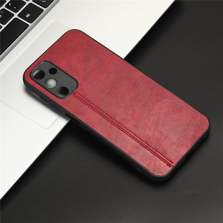 For Samsung Galaxy M14 5G Leather Coated TPU+PC Phone Case Cowhide Texture Anti-scratch Cover - Red